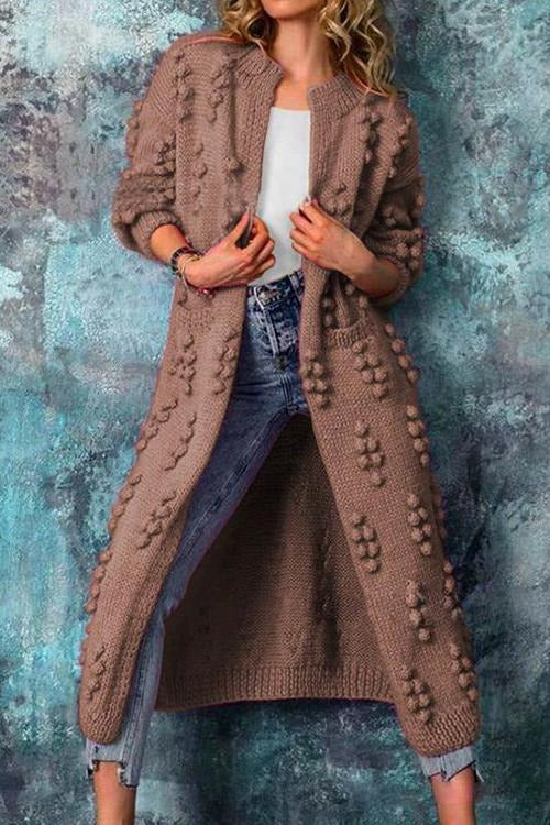 Streetwave Cozy Pom Pom Knit Cardigan For Women Long Warm Coatigan Stylish Autumn Essential