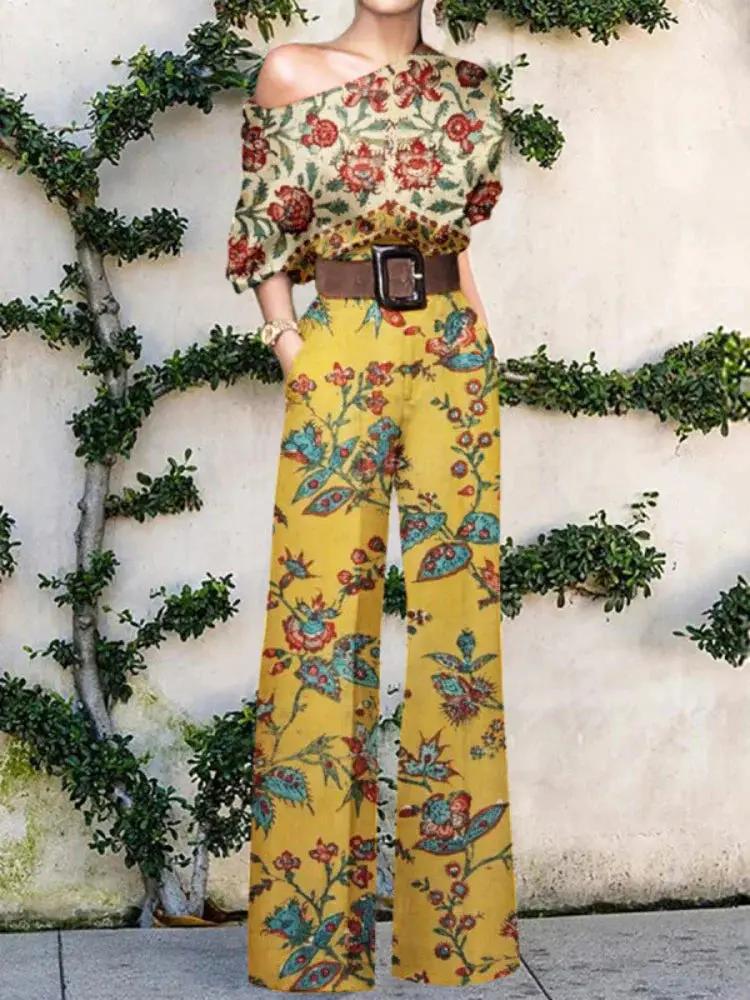 Abstract Art Jumpsuit Street Wave One Shoulder For Women