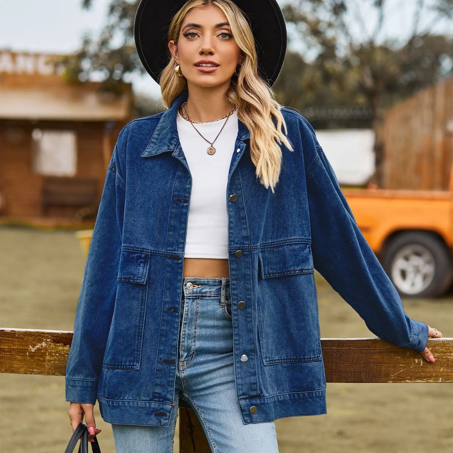 Street-Wave Plus Size Denim Jacket With Comfortable Fit For Curvy Women, Oversized Urban Style