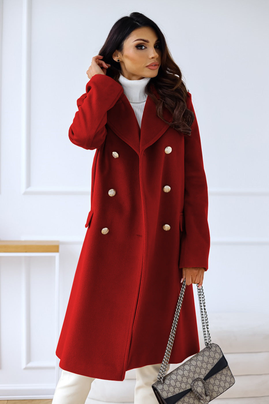 Streetwave Winter Wool Coat For Women Double Breasted Trench Chic Style Tailored Fit Timeless Warmth
