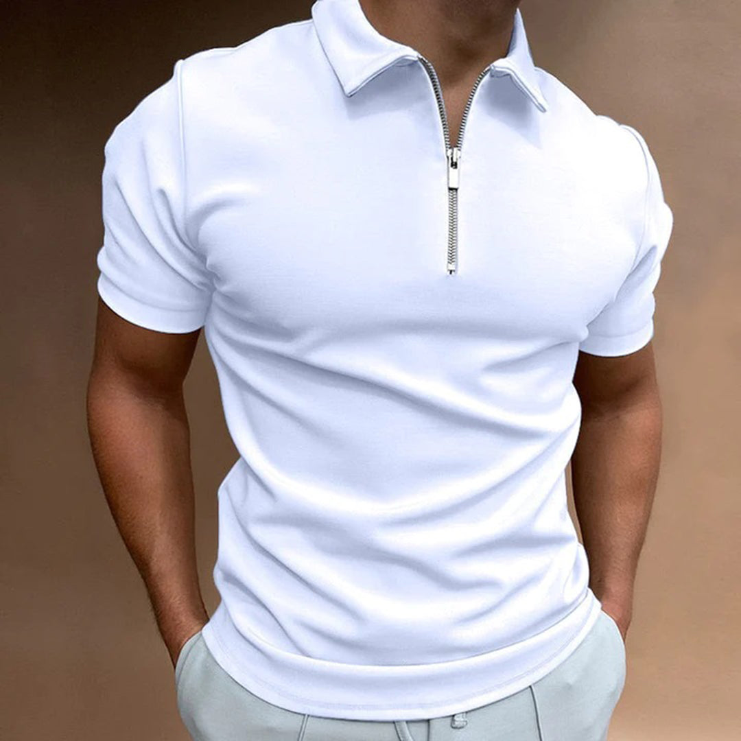 Street-Wave Slim Fit Polo With Zip Collar For Men Office