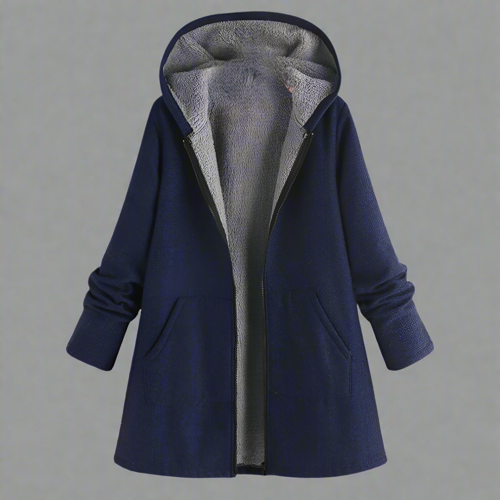 Street-wave Water-Repellent Long Jacket With Soft Lining Hood And Practical Pockets For Women