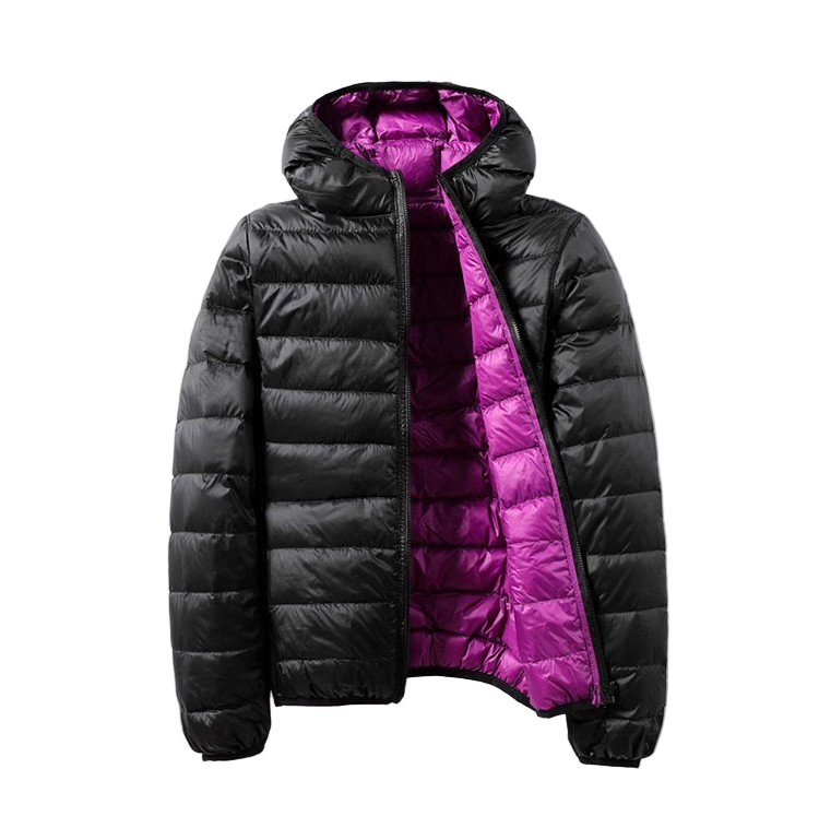 Street-wave Women's Reversible Puffer Jacket With Hood For Cold Weather Lightweight And Dual-Style