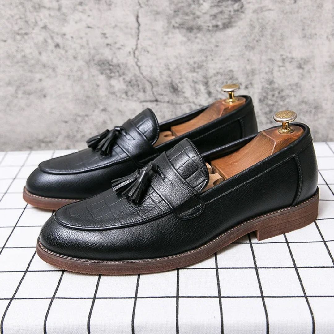 Alaric Leather Tassel Loafers For Men Premium Leather Dress Shoes With Cushioned EVA Insoles