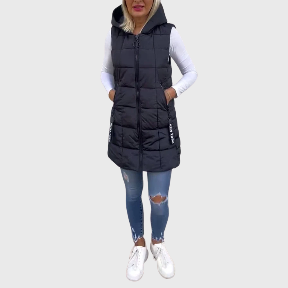 Streetwave Women's Sleeveless Padded Winter Vest Coat With Hood Urban Warmth And Mobility
