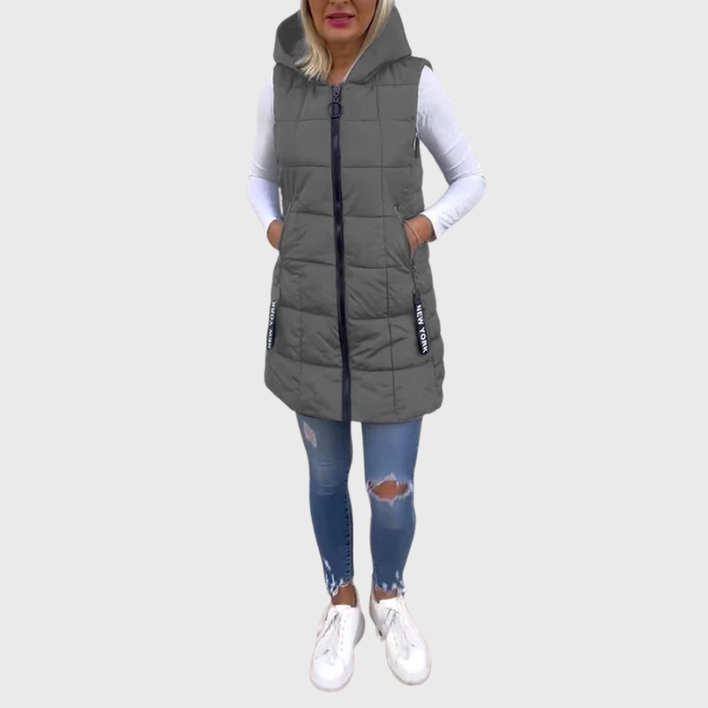 Streetwave Women's Sleeveless Padded Winter Vest Coat With Hood Urban Warmth And Mobility