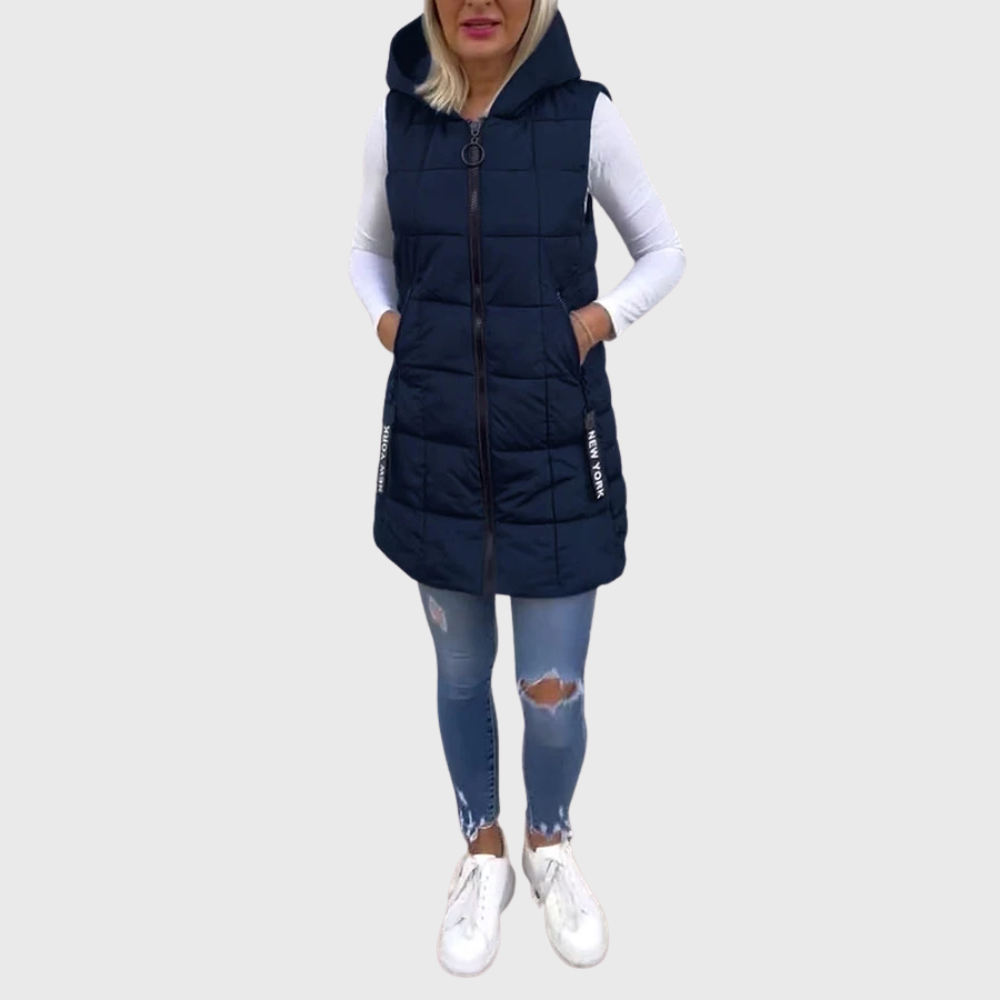 Streetwave Women's Sleeveless Padded Winter Vest Coat With Hood Urban Warmth And Mobility