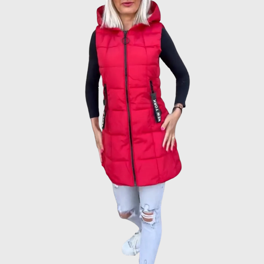 Streetwave Women's Sleeveless Padded Winter Vest Coat With Hood Urban Warmth And Mobility