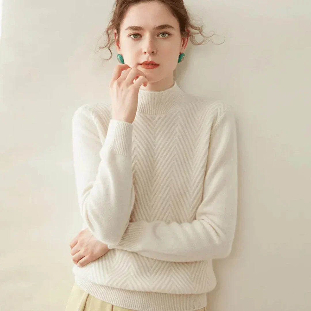 Alda Cashmere Wool Mock Neck Sweater