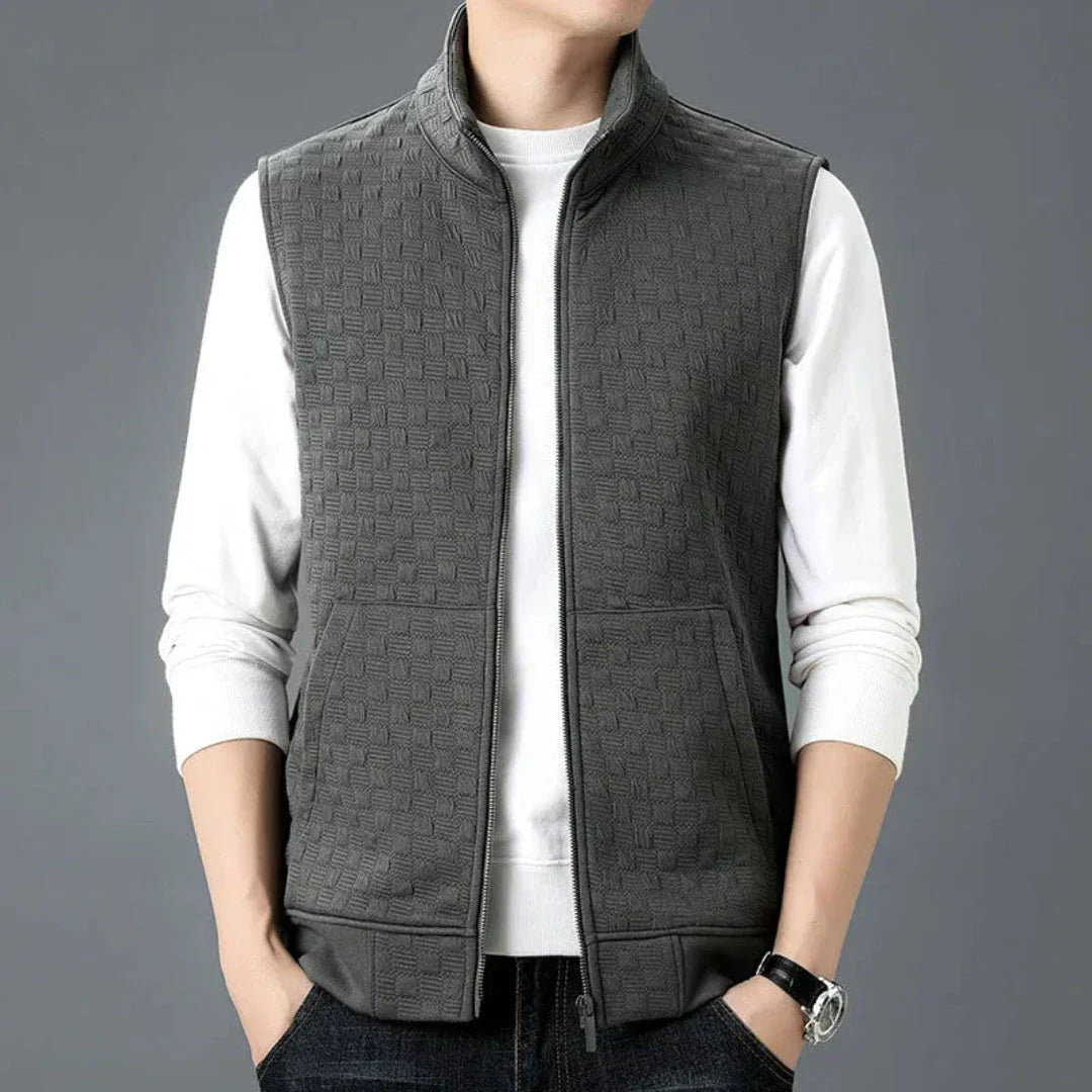 Waylynn Aldrin Cotton Fleece Knit Vest Unisex Cozy Warmth Zip Front