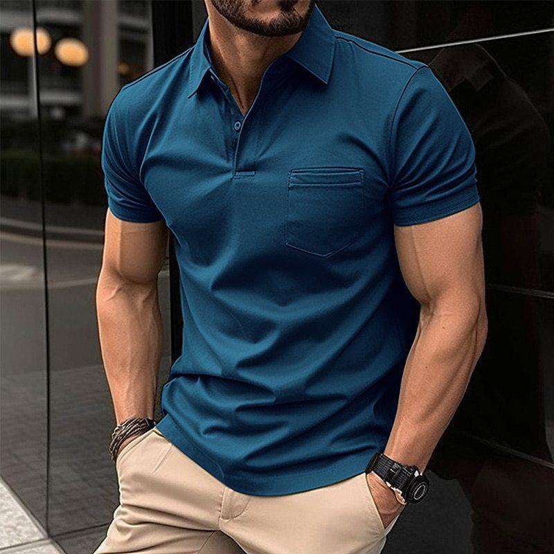 Street Wave Mens Polo Shirt Regular Fit Breathable Chest Pocket