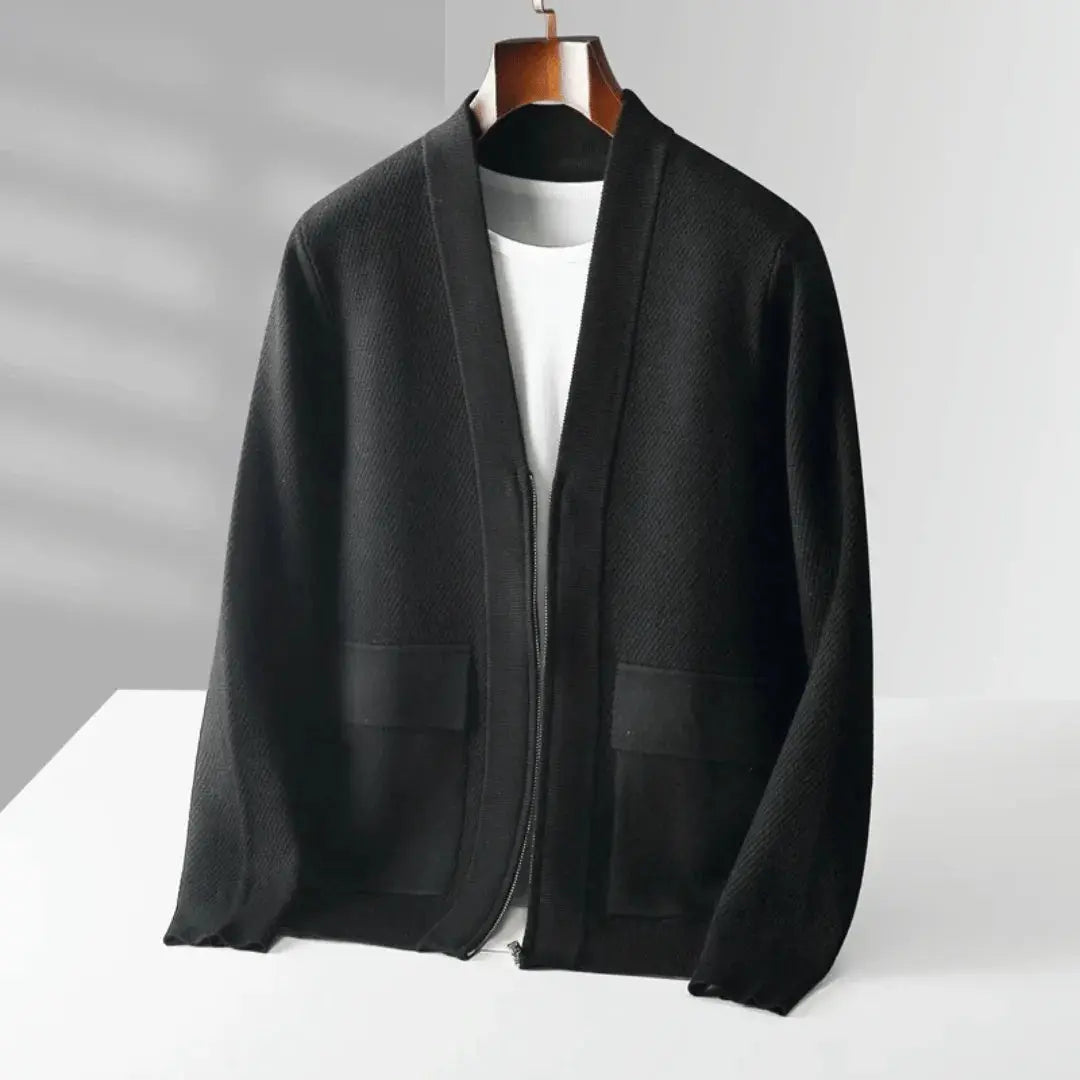 Alessandro Virgin Wool Cardigan With Quarter Zip Luxury Knit For Modern Comfort And Style