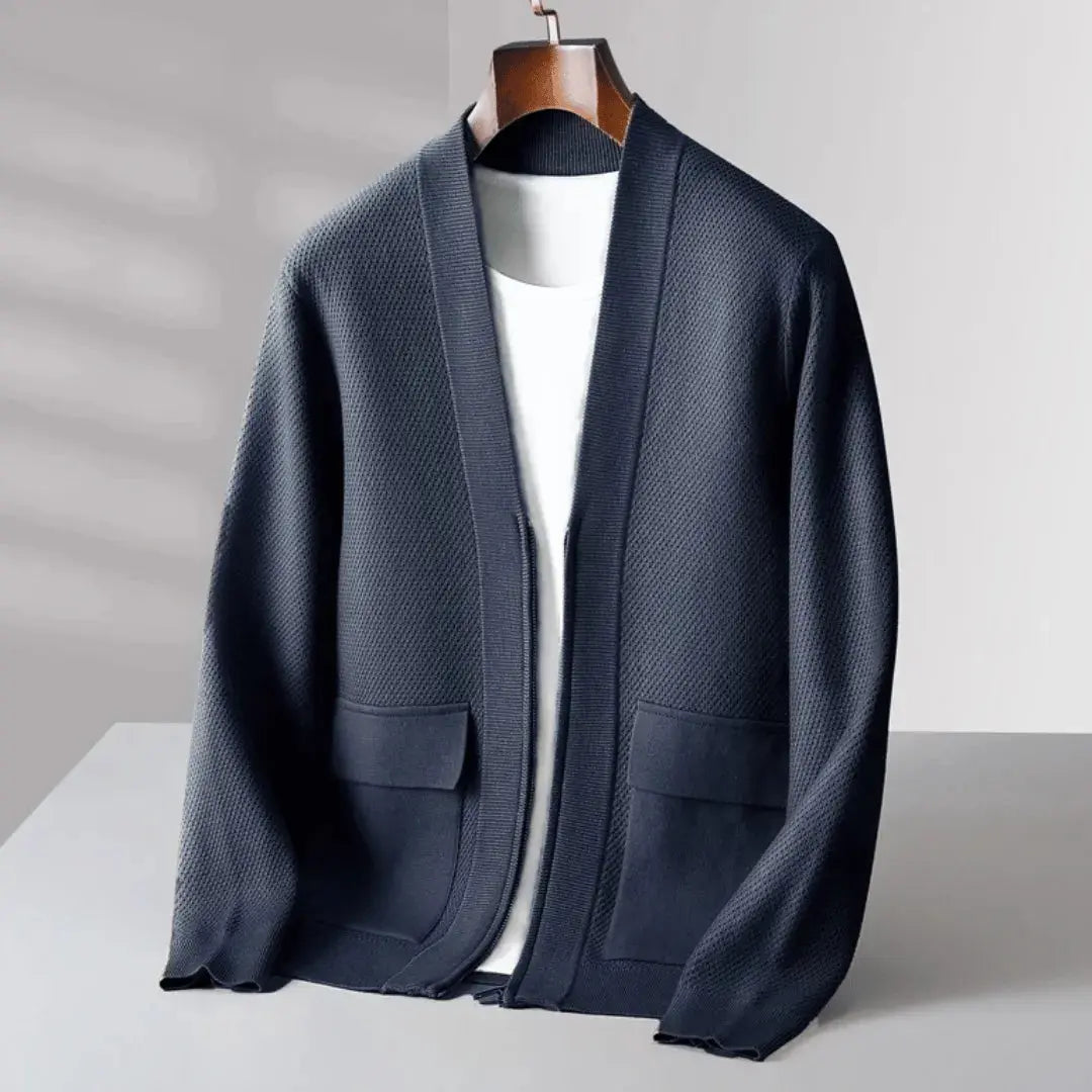 Alessandro Virgin Wool Cardigan With Quarter Zip Luxury Knit For Modern Comfort And Style