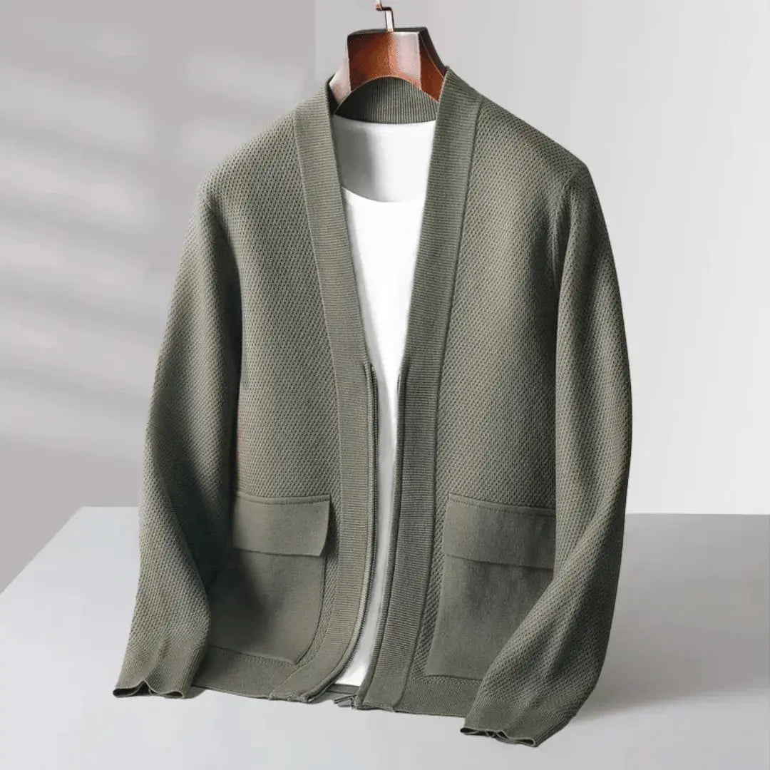 Alessandro Virgin Wool Cardigan With Quarter Zip Luxury Knit For Modern Comfort And Style