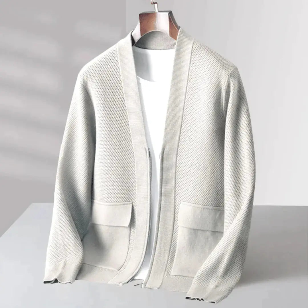 Alessandro Virgin Wool Cardigan With Quarter Zip Luxury Knit For Modern Comfort And Style