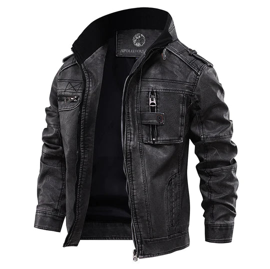 Street-Wave Classic Mens Leather Jacket - Rugged Durability Weather-Ready Style For Modern Men