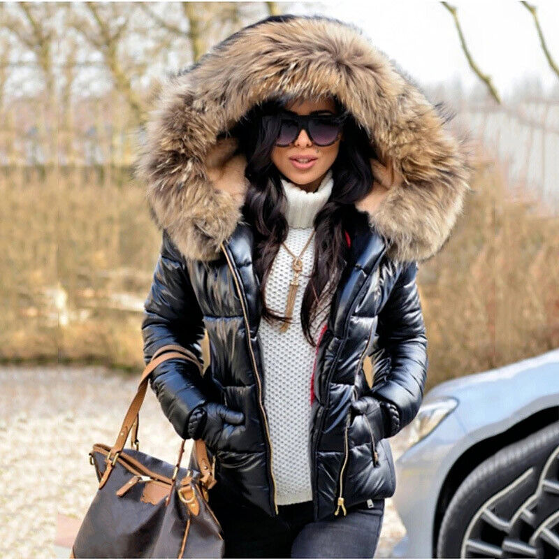 Street-wave Women's Puffer Jacket With Oversized Faux Fur Hood For Urban Warmth And Style