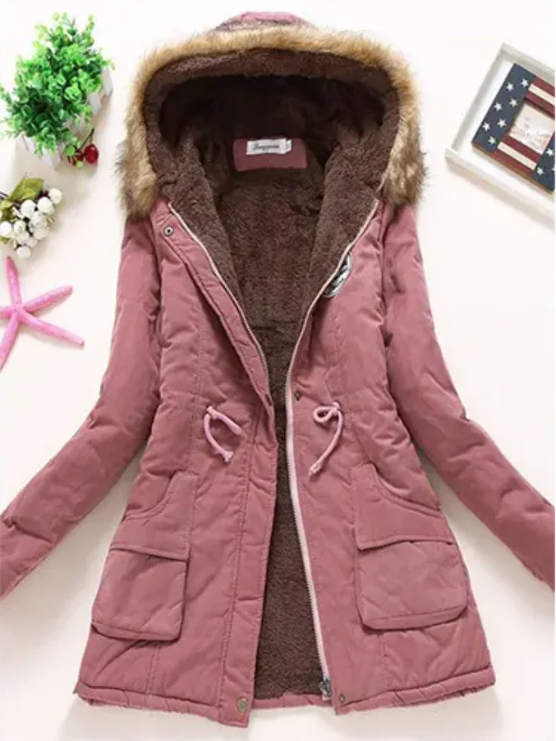 Street-wave Women Winter Coat With Hood And Warm Fleece Lining For Everyday City Wear