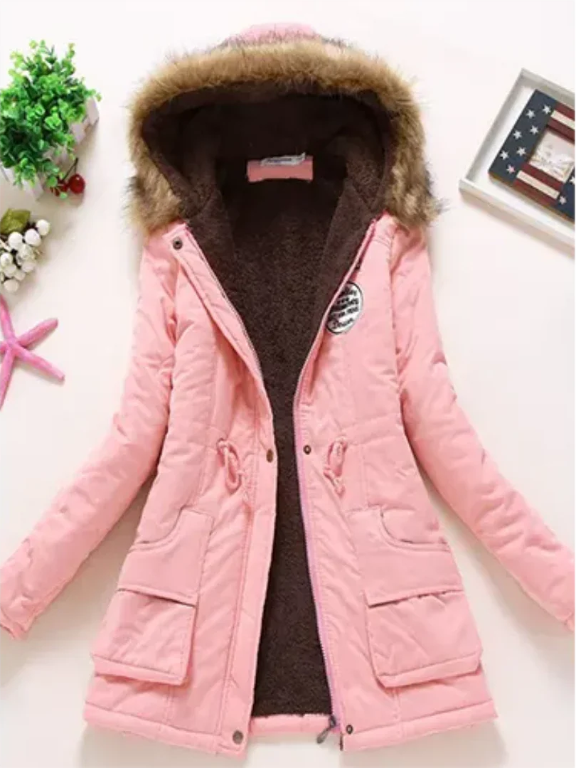 Street-wave Women Winter Coat With Hood And Warm Fleece Lining For Everyday City Wear