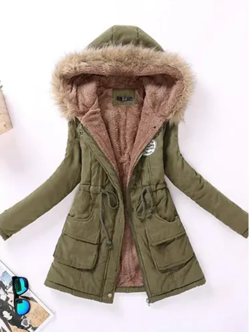 Street-wave Women Winter Coat With Hood And Warm Fleece Lining For Everyday City Wear