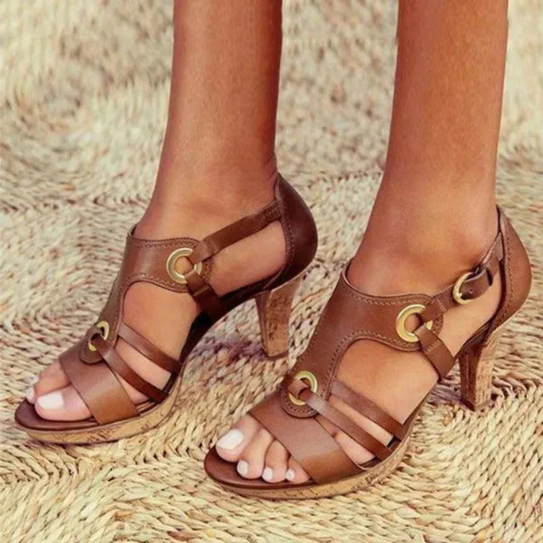 Amara Strappy Buckle Open Toe Heels Waylynn For Women