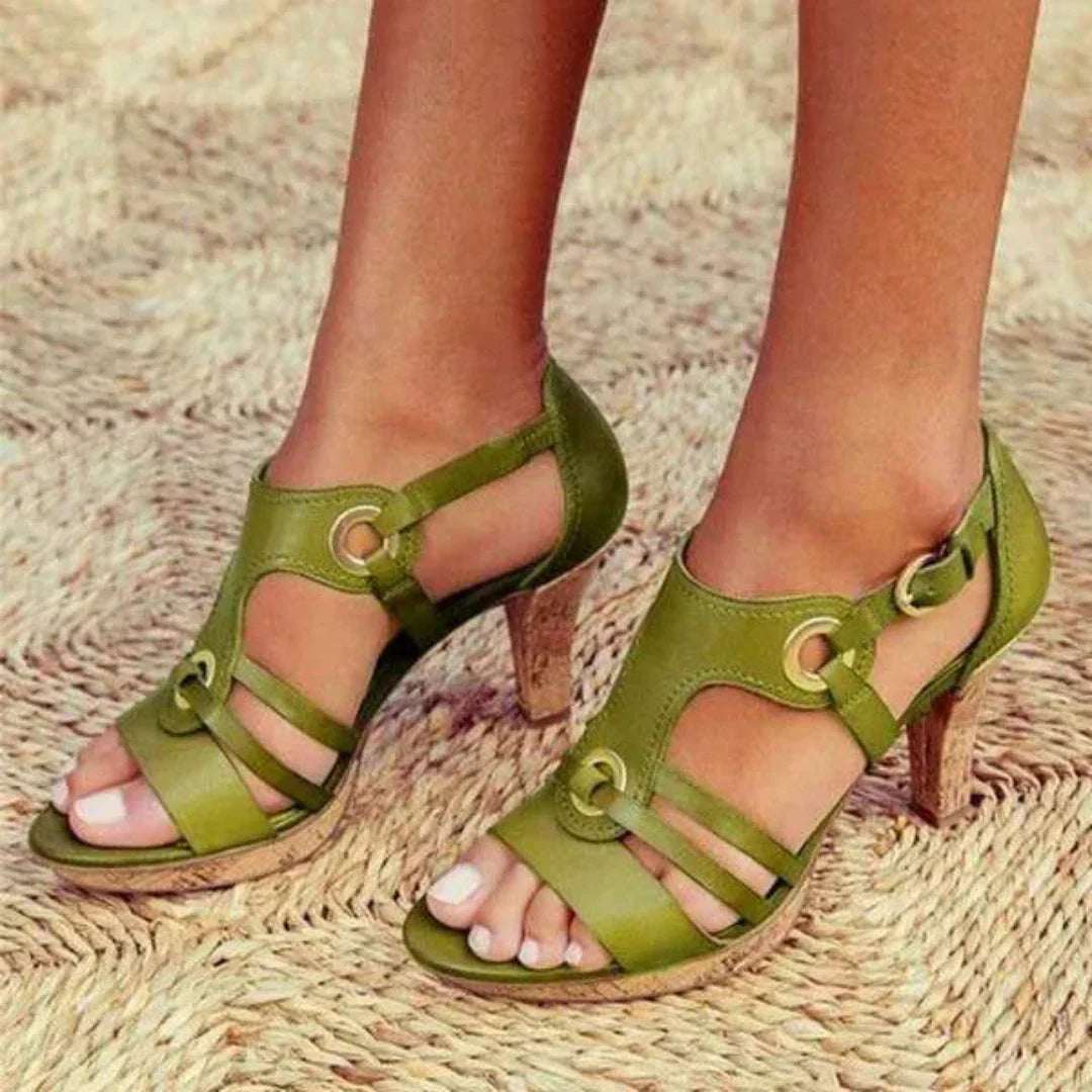 Amara Strappy Buckle Open Toe Heels Waylynn For Women
