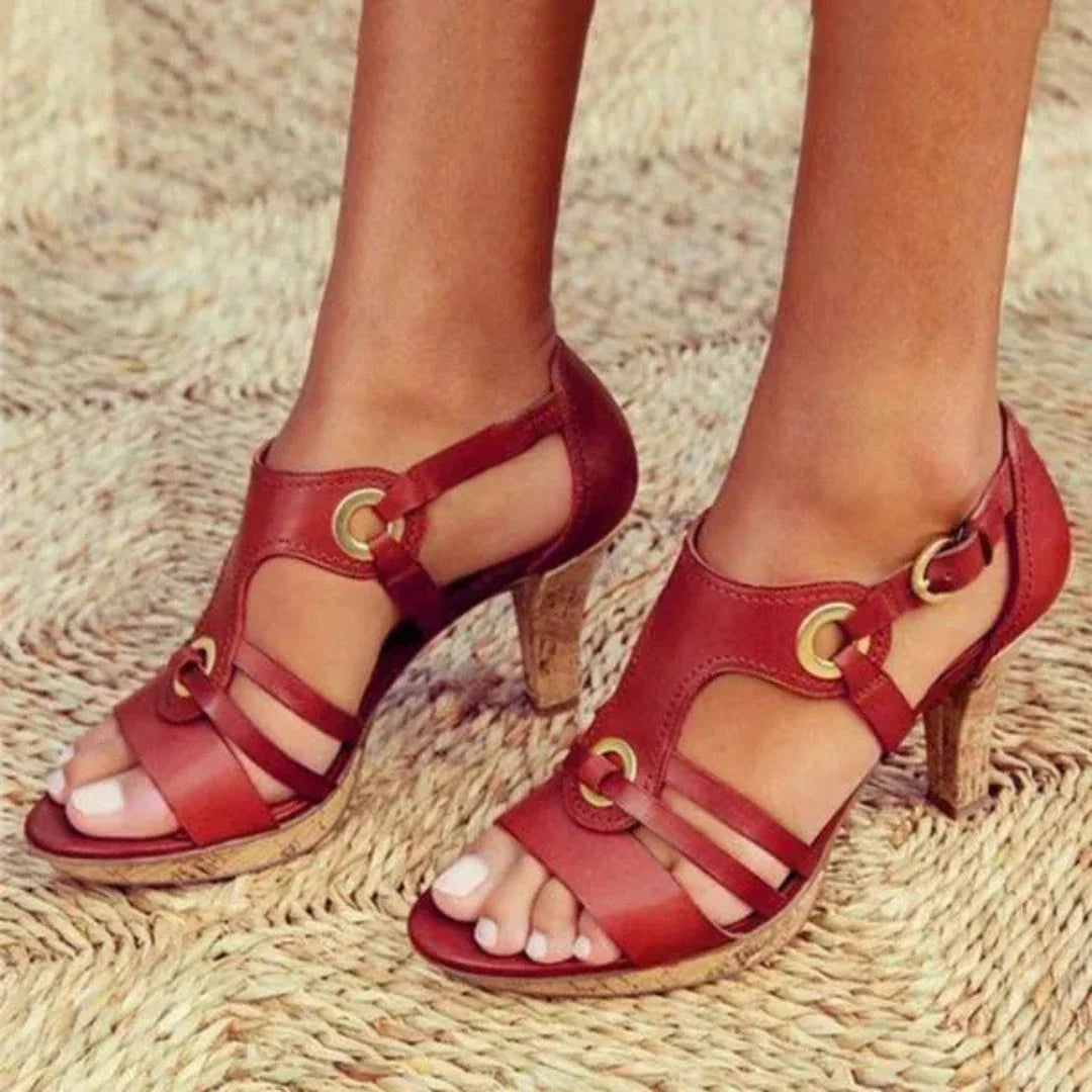 Amara Strappy Buckle Open Toe Heels Waylynn For Women