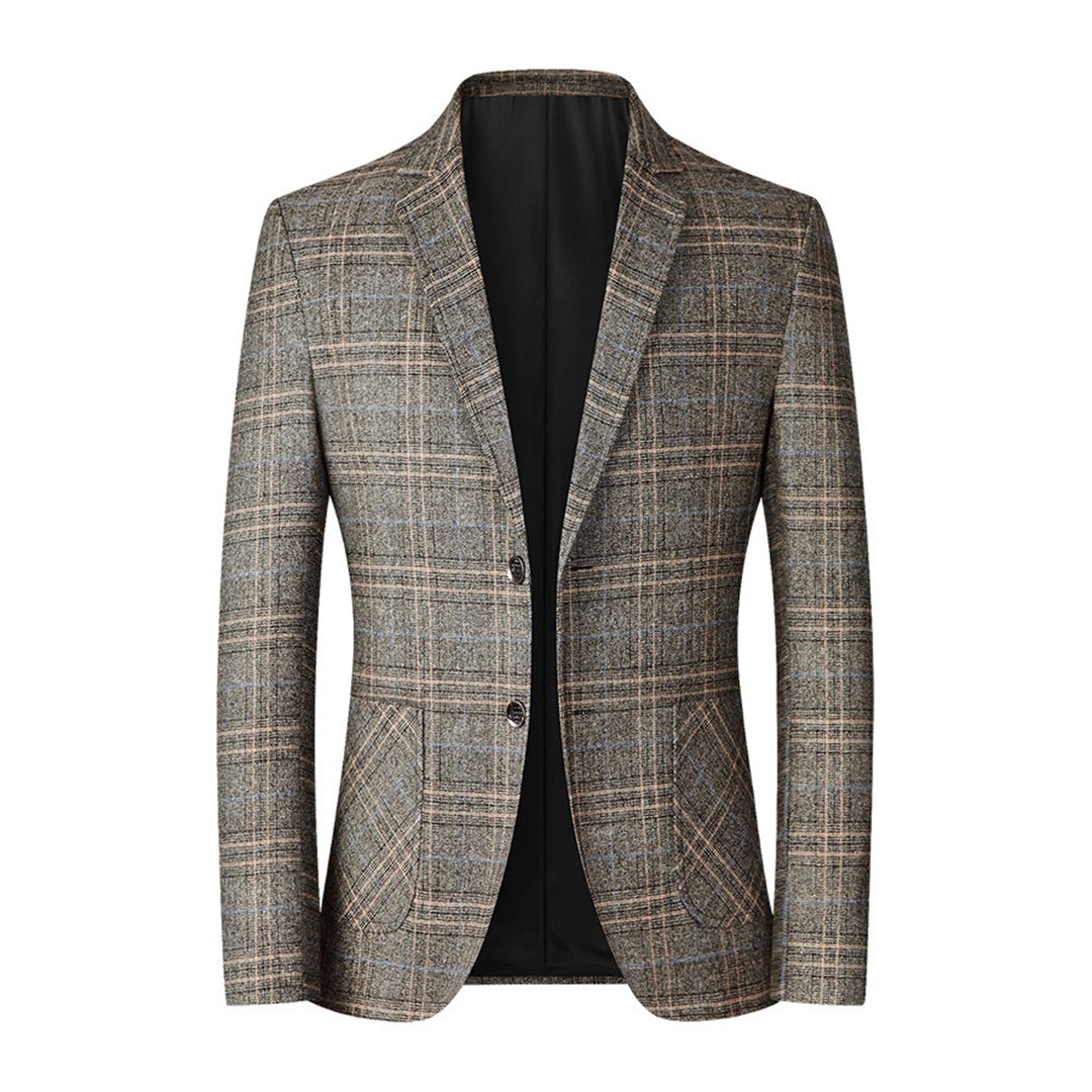 Street-Wave Men’s Checkered Blazer Tailored Fit Notch Lapel