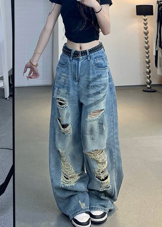 Jean déchiré bleu à poches style américain pour l'automne - Street-Wave
