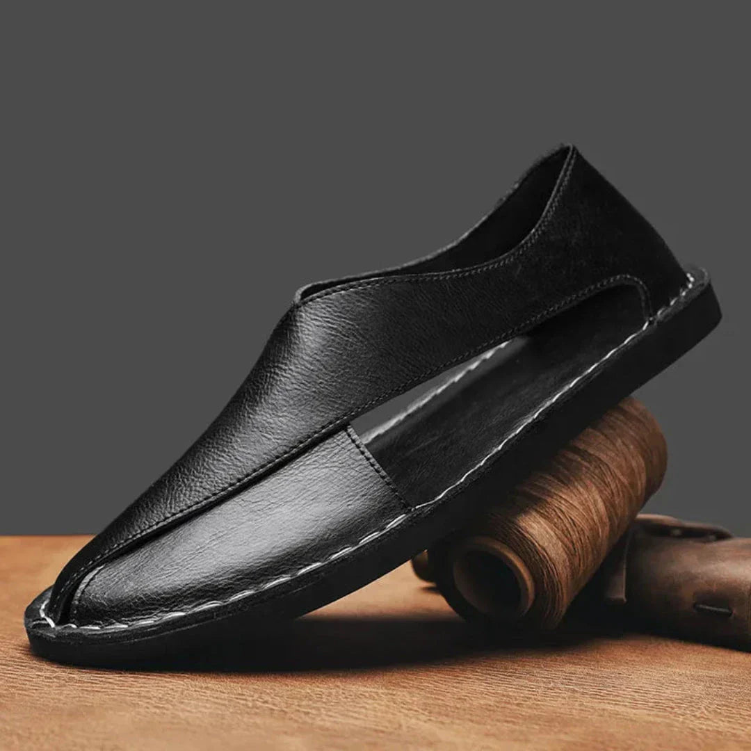 Anne Cross Strap Closed Toe Genuine Leather Sandals For Men Handcrafted Comfort With Slip Resistant Sole