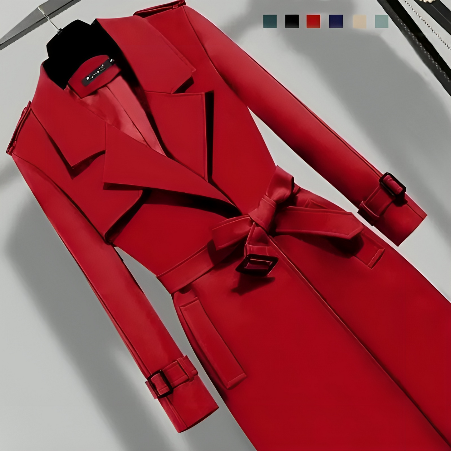 Street Wave Tailored Long Womens Trench Coat With Classic Collar Belt Elegant Versatile Outerwear