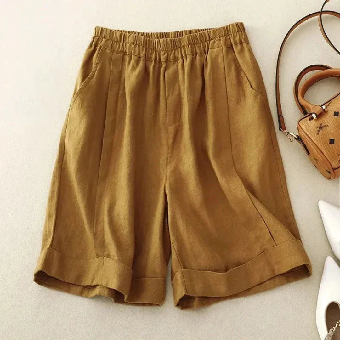 Annette Rolled Hem Linen Shorts