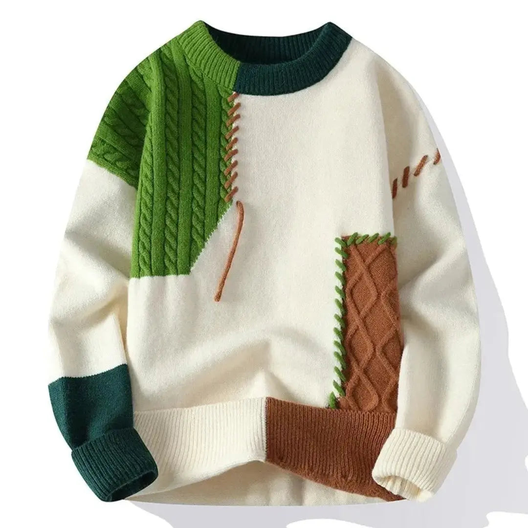 Waylynn Patchwork Sweater Vanguard Unisex Cozy Warmth