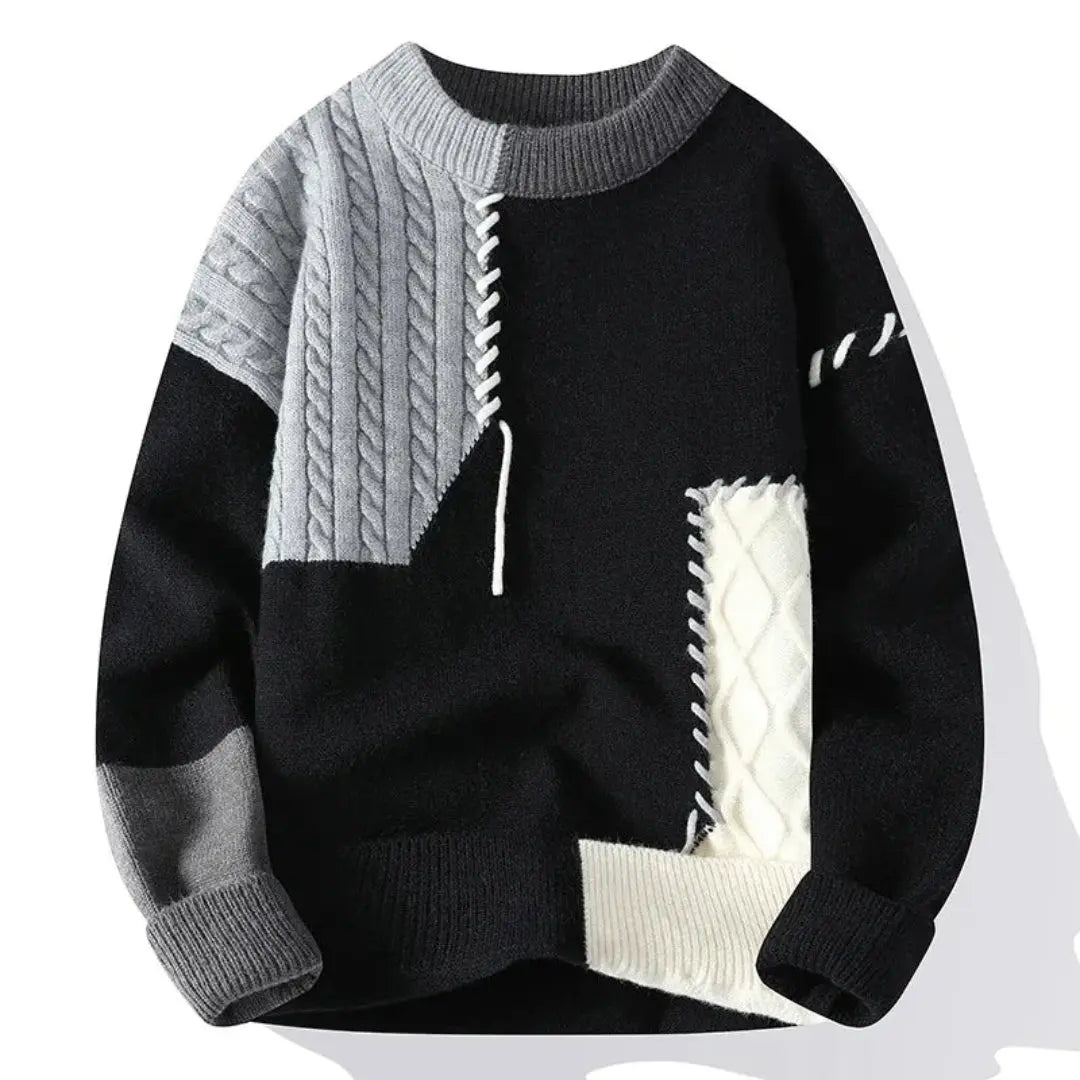 Waylynn Patchwork Sweater Vanguard Unisex Cozy Warmth