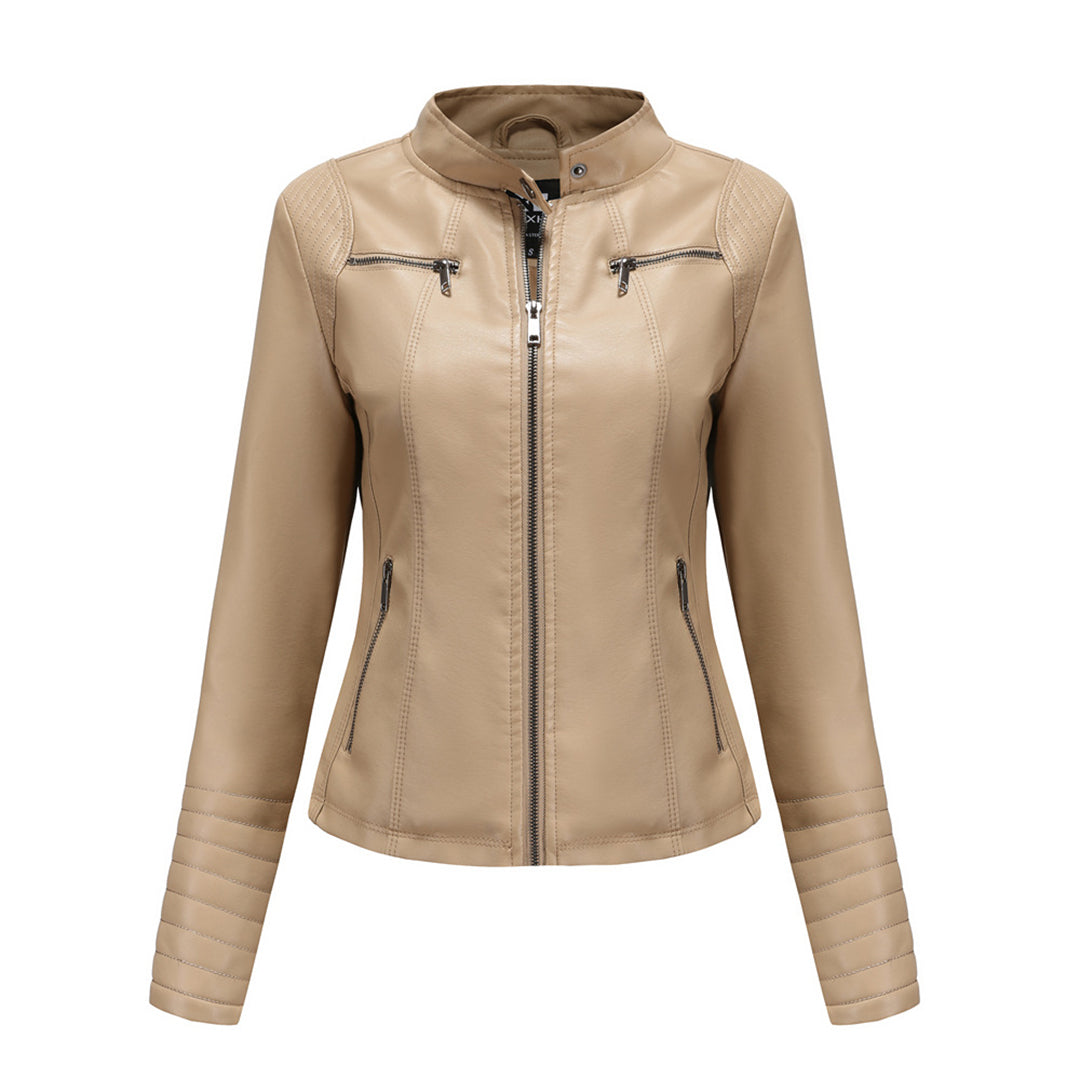 Street Wave Leather Jacket For Women Elegant Premium Soft Leather With Front Zipper