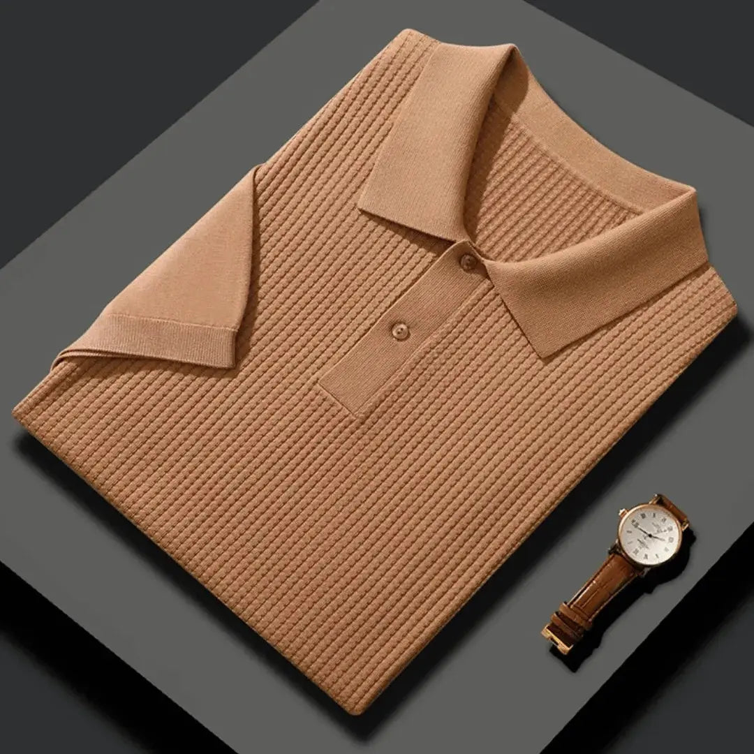 Street-Wave Arashi Classic Polo Shirt Premium Textured Knit Short Sleeve For Men Cotton Breathable