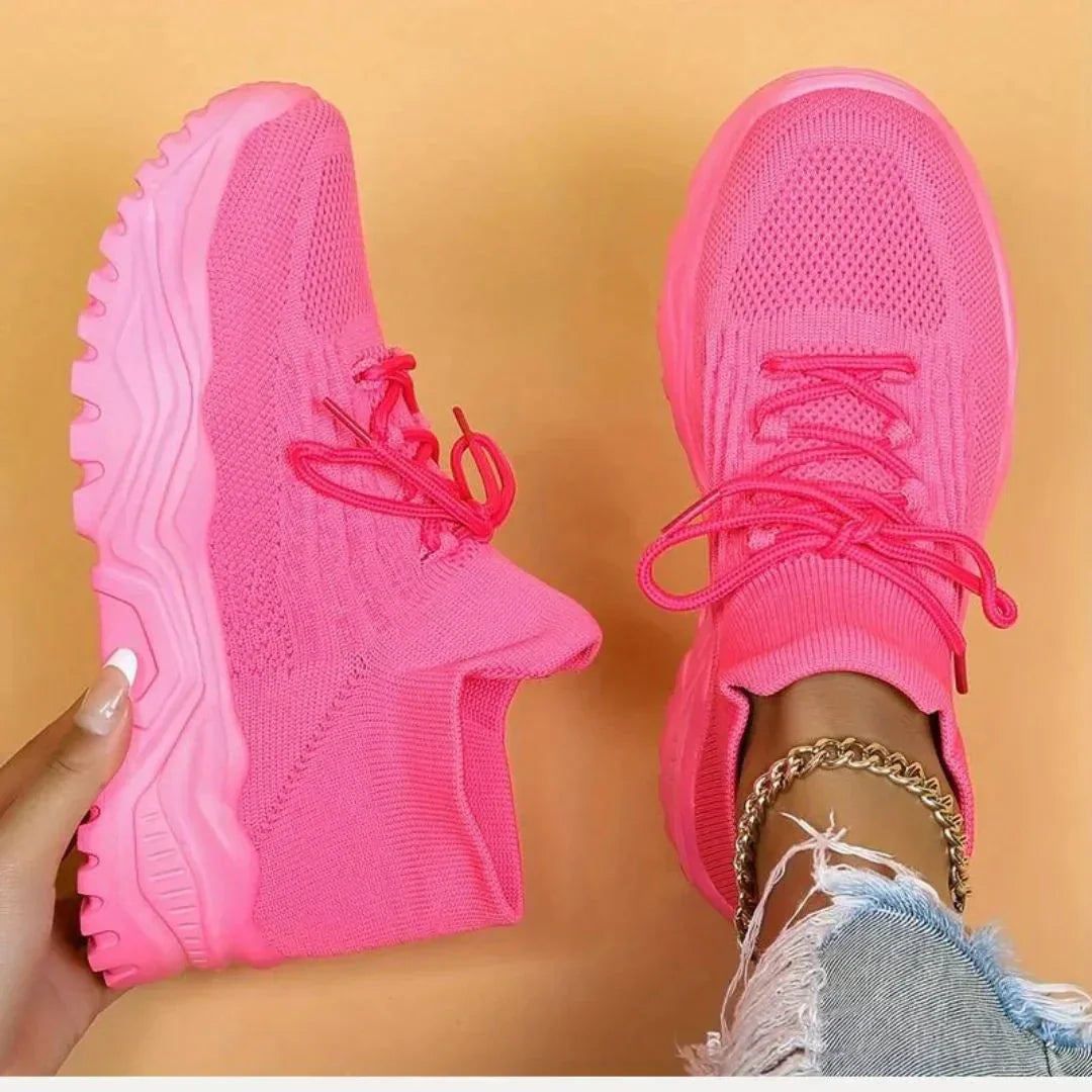 Waylynn Arden Knit Lace Up Sneakers With Breathable Arch Support For Unisex