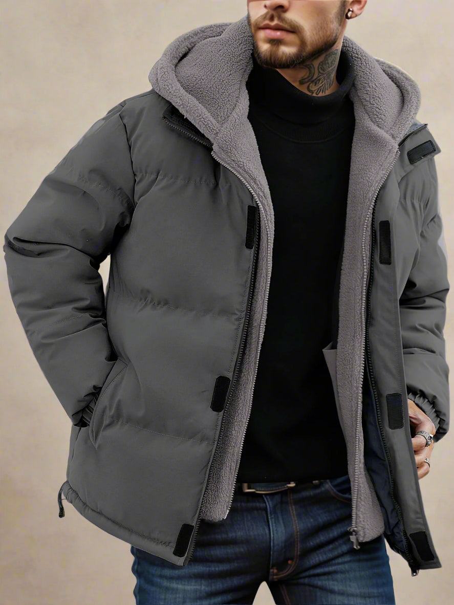 Street-Wave 2-In-1 Hooded Jacket Winter Coat For Men Urban Wear Warmth Windproof