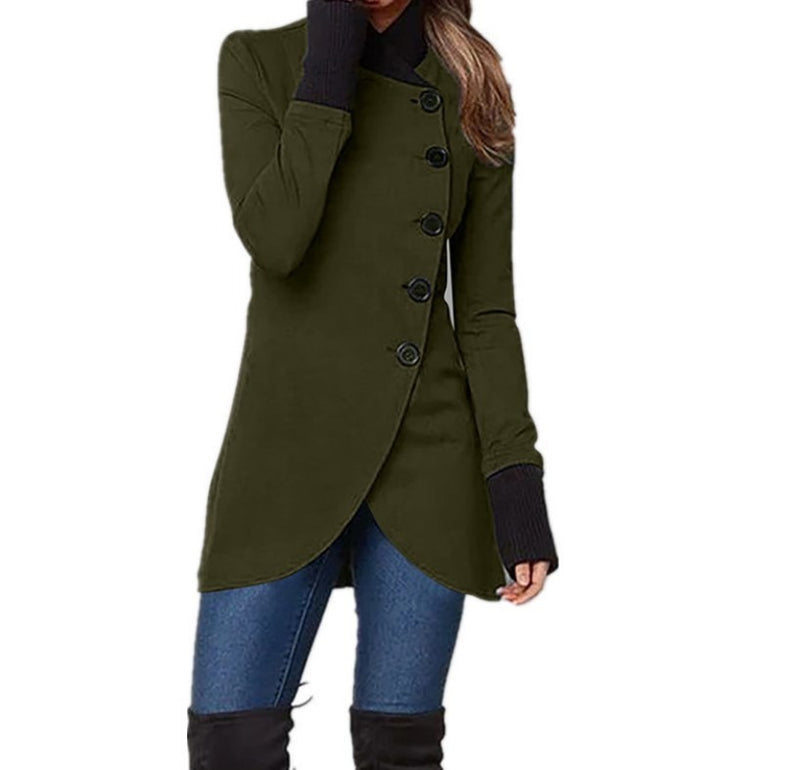 Street-Wave Women Asymmetric Closure Transitional Jacket With High Collar Flattering Fit