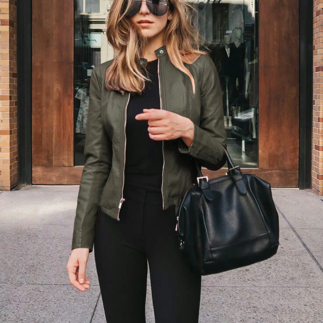 Street-wave PU Leather Bike Jacket For Women, Trendy, Warm All Season Comfort For Urban Riders