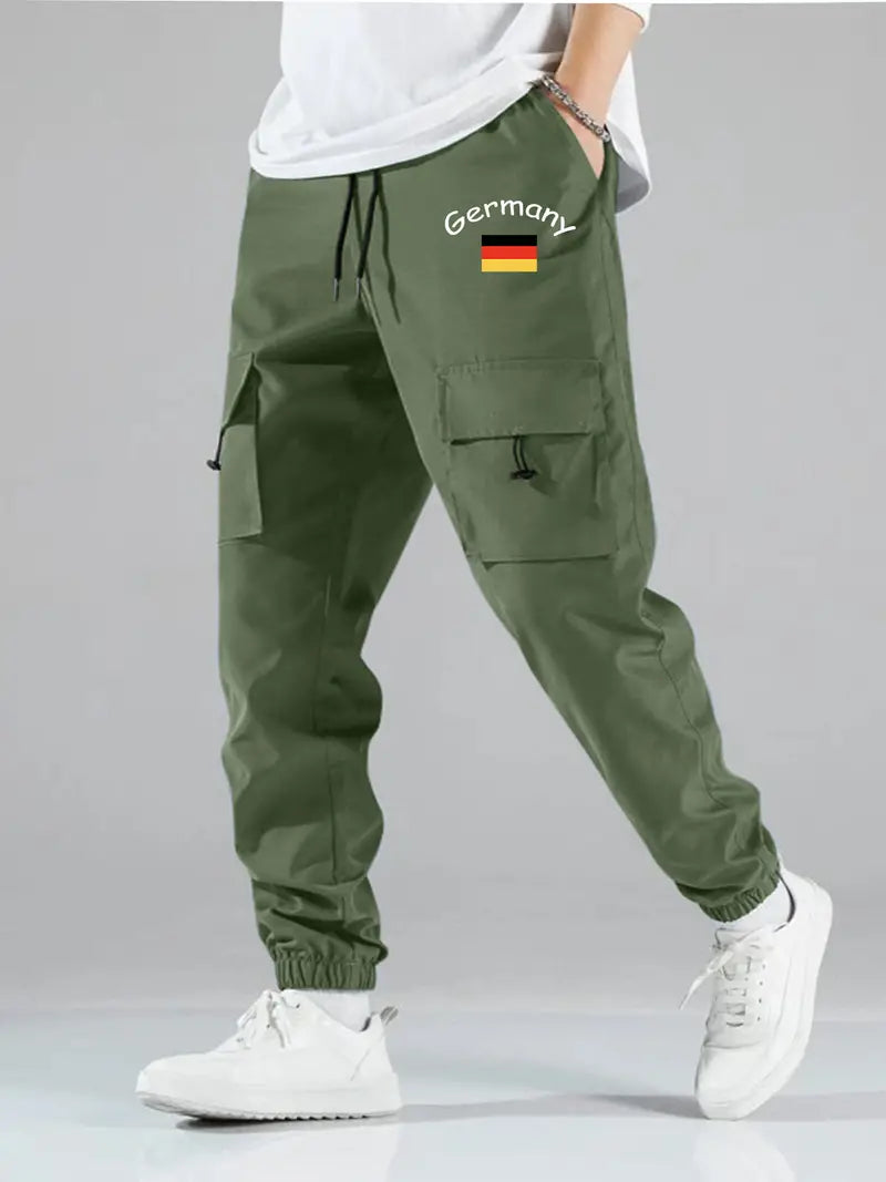 Street Wave Cargo Pants For Men With Lace Up Style And Graphic Germany Print Summer Ready