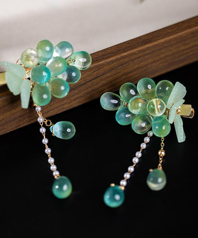 Épingle à cheveux à pompon en alliage cyan avec perles et raisins - Street-Wave