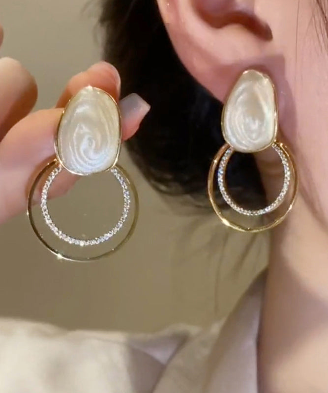 Boucles d'oreilles à tige en alliage de cuivre et zircone doré - Street-Wave