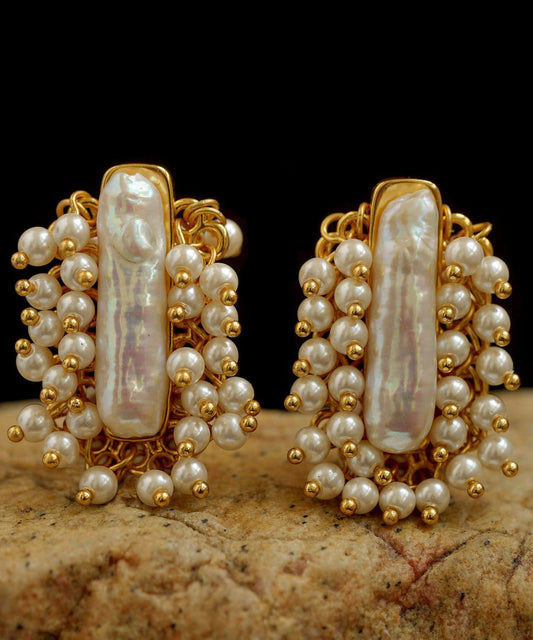 Boucles d'oreilles à tige en perles surdorées en cuivre doré Art Gold - Street-Wave