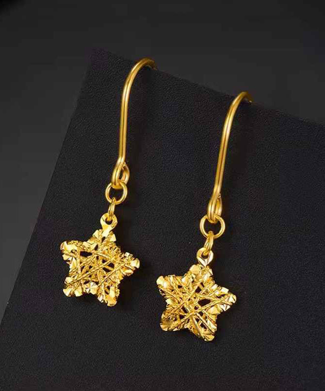 Boucles d'oreilles pendantes géométriques en forme d'étoile surdorées en cuivre doré - Street-Wave