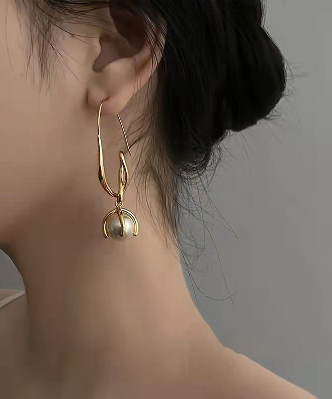 Boucles d'oreilles créoles en métal doré avec perles - Street-Wave