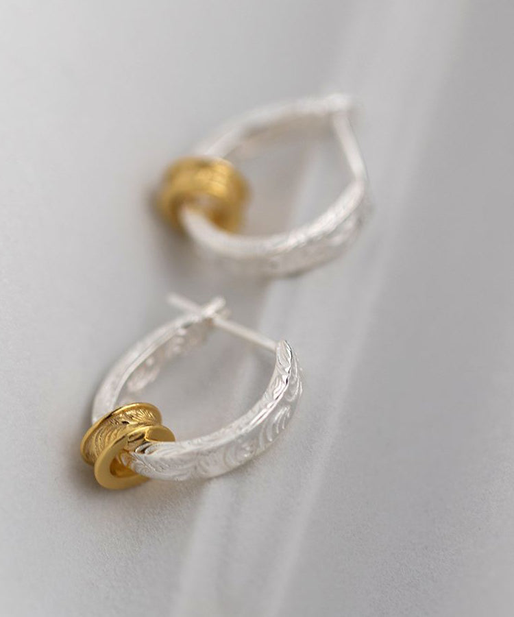 Boucles d'oreilles créoles en argent sterling surdoré Art Gold - Street-Wave