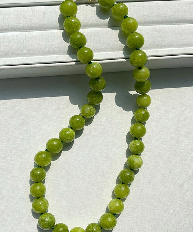 Collier de perles graduées en agate surdorée en cuivre vert artistique - Street-Wave