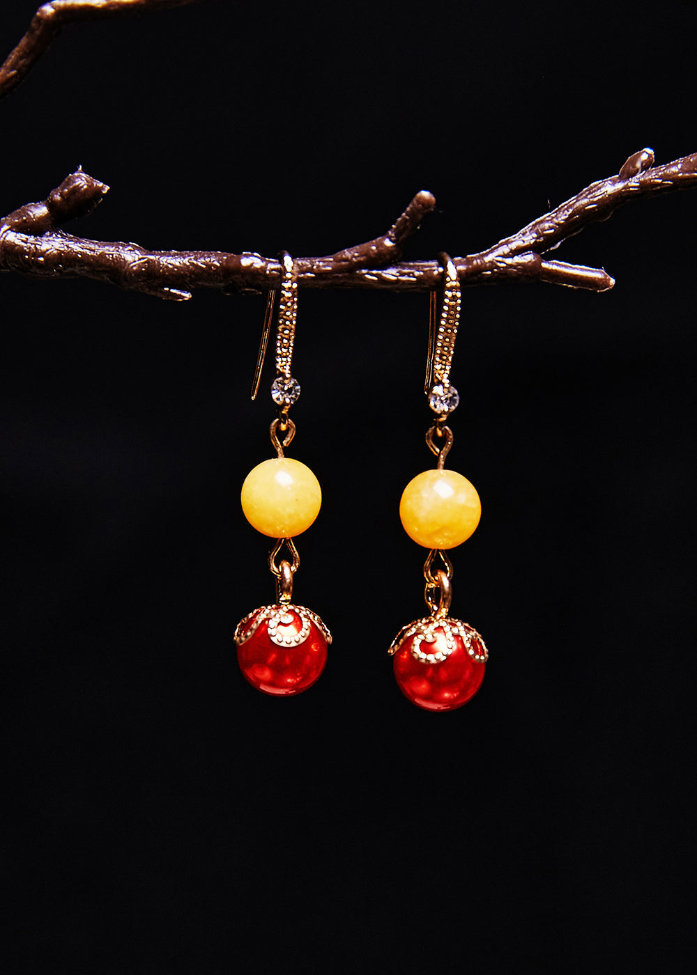 Boucles d'oreilles pendantes en cire d'abeille Art Red Pearl Boutique - Street-Wave