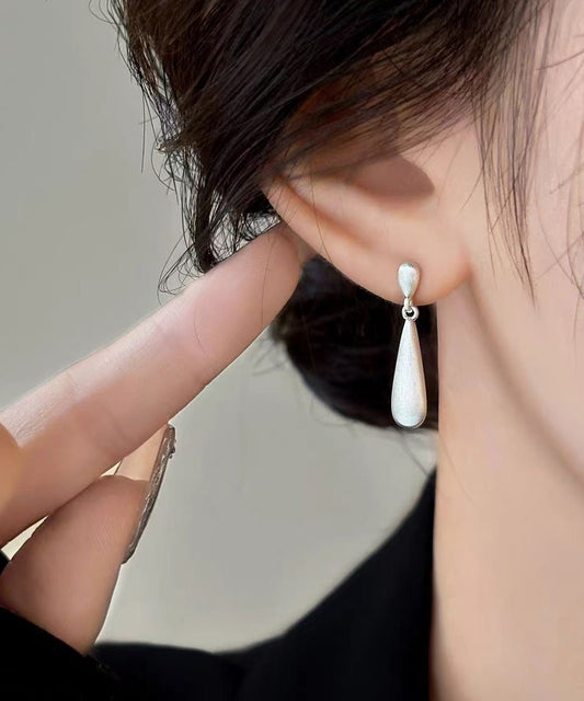 Boucles d'oreilles pendantes en forme de goutte d'eau, en cuivre blanc surdoré, poli mat - Street-Wave